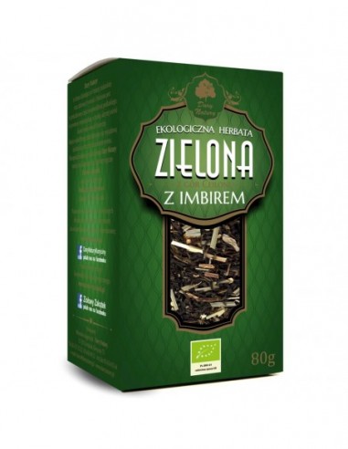 HERBATA ZIELONA Z IMBIREM LIŚCIASTA...