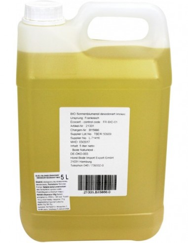 OLEJ SŁONECZNIKOWY BEZWONNY BIO 5 L -...